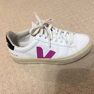 Veja Women's White Sneakers with Pink Accent
